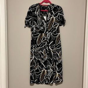 NWT Black/neutral floral pattern shirt dress